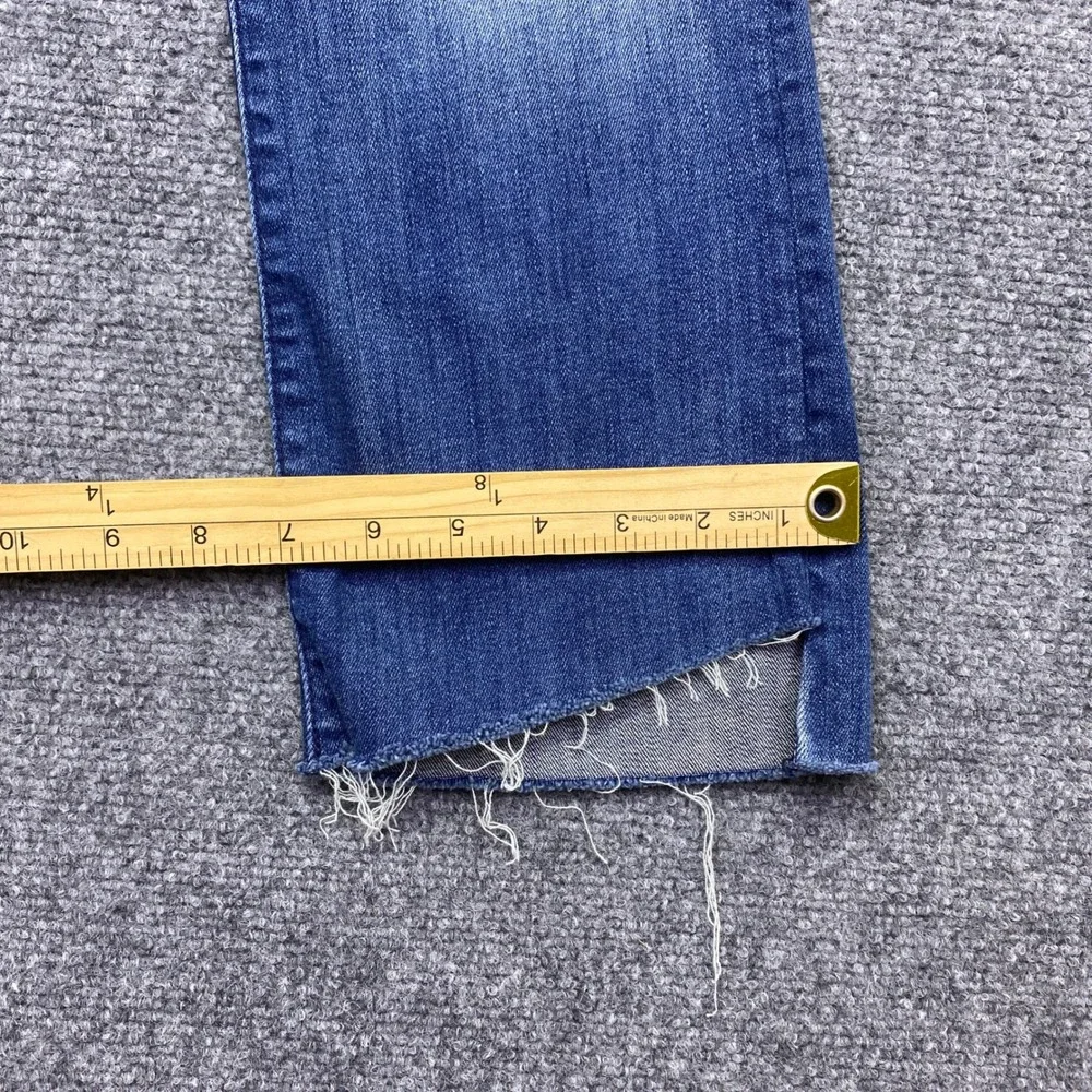 Mother Insider Crop Step Fray Jeans Blue Wash Size 27 Not Rough Enough Grunge